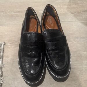Franco Sarto Black Patent Leather Loafers size 9
